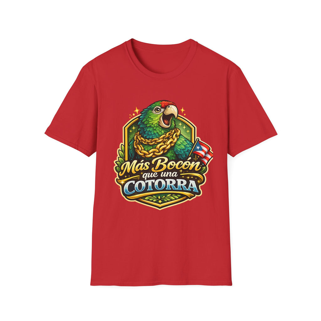Parrot T-Shirt — “Más Bocón Que Una Cotorra” Puerto Rican Pride Graphic Tee