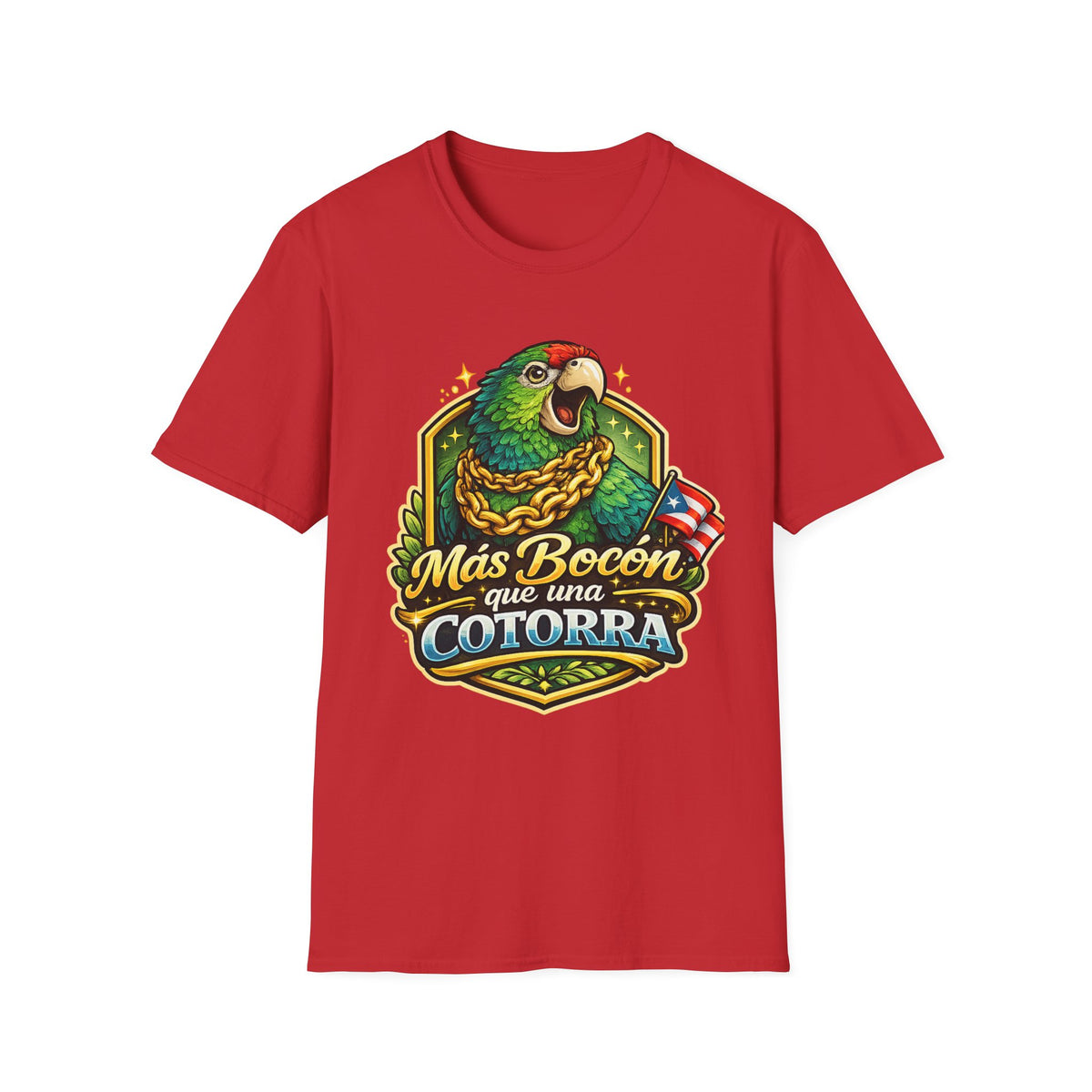 Parrot T-Shirt — “Más Bocón Que Una Cotorra” Puerto Rican Pride Graphic Tee