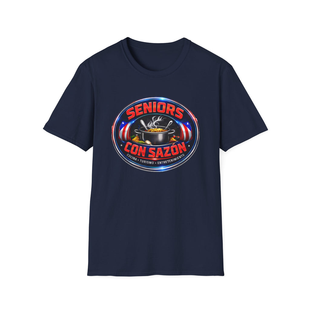 Seniors Con Sazón T-Shirt — Funny Hispanic Senior Chef Gift