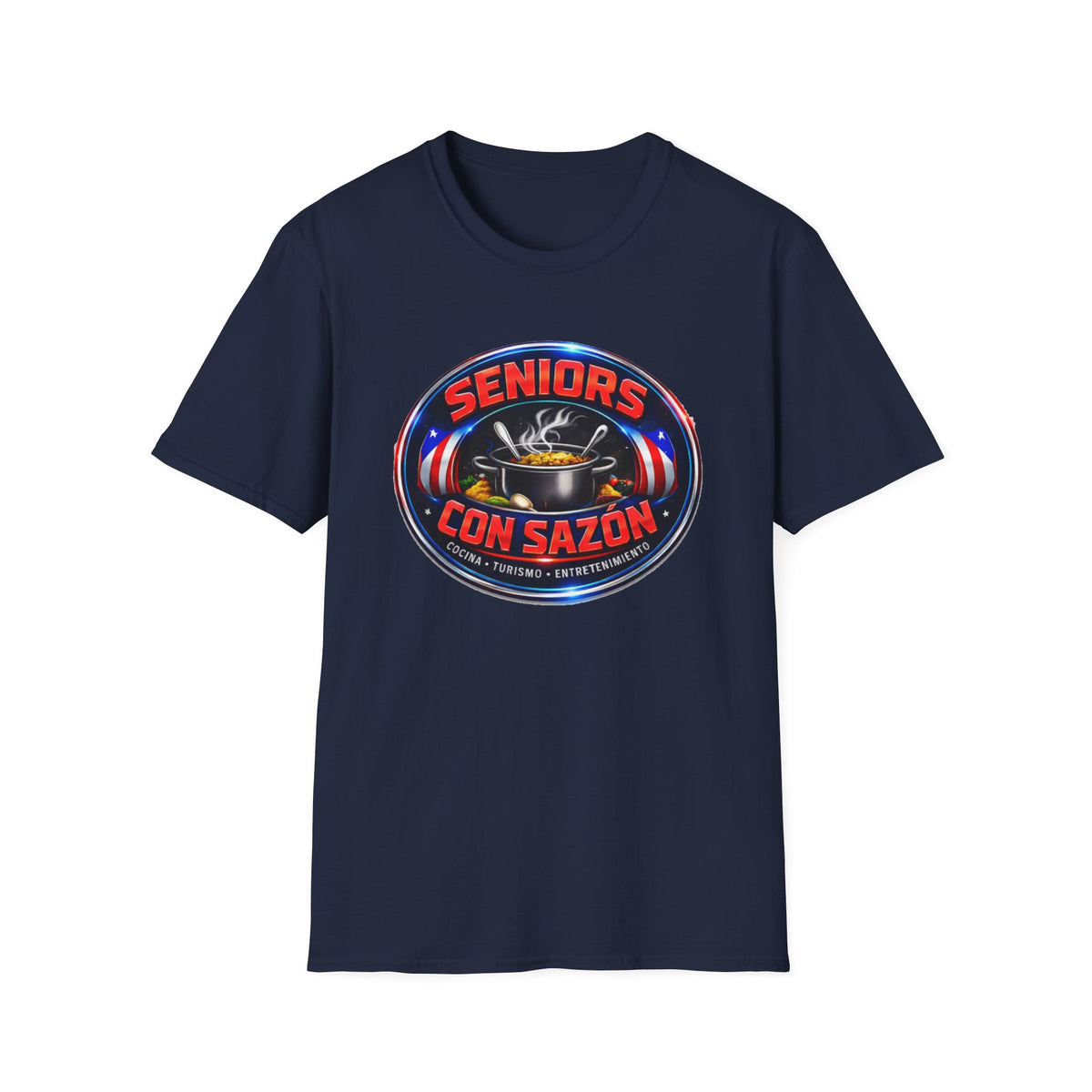 Seniors Con Sazón T-Shirt — Funny Hispanic Senior Chef Gift