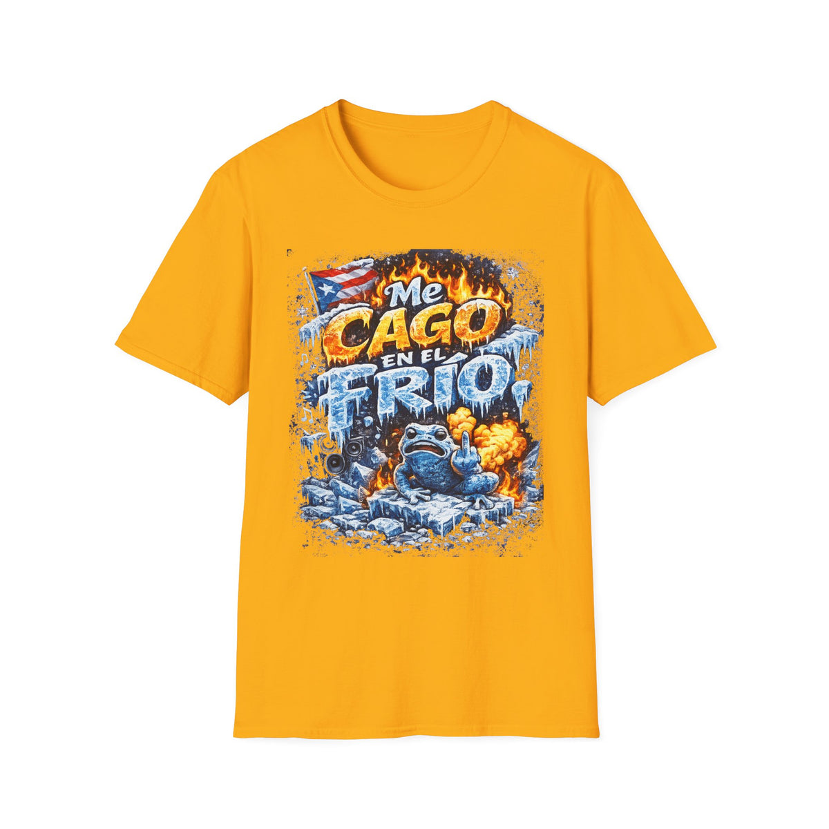 "Me Cago en el Frío" Puerto Rican Flame & Ice Graphic T-Shirt