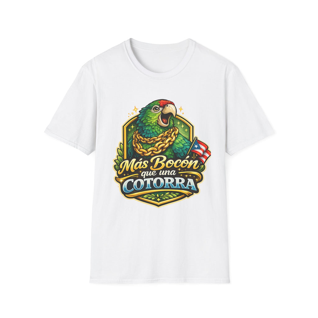 Parrot T-Shirt — “Más Bocón Que Una Cotorra” Puerto Rican Pride Graphic Tee