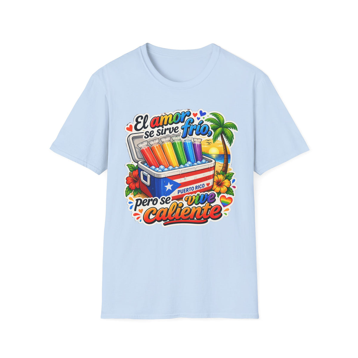 T-Shirt — “El amor se sirve frío” Rainbow Popsicle Cooler Graphic Tee