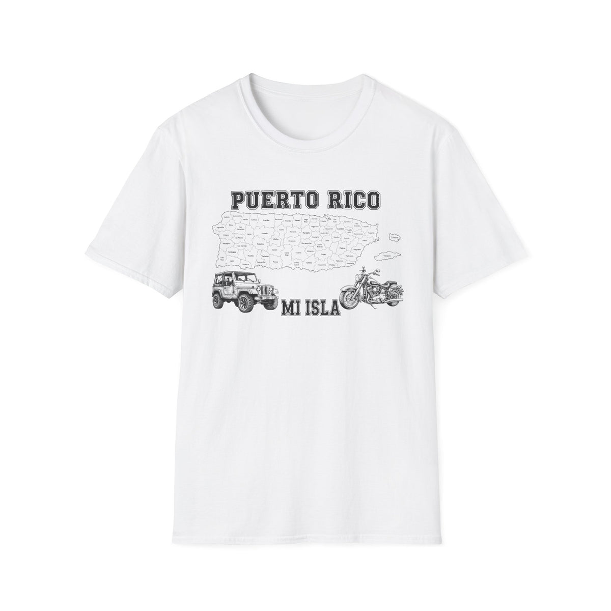 Puerto Rico Map  Motorcycle & 4x4 T-Shirt