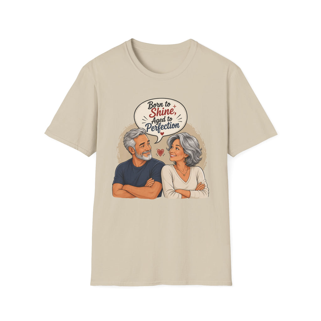 Born to Shine, Aged to Perfection (Retro Senior Couple Graphic) T-Shirt