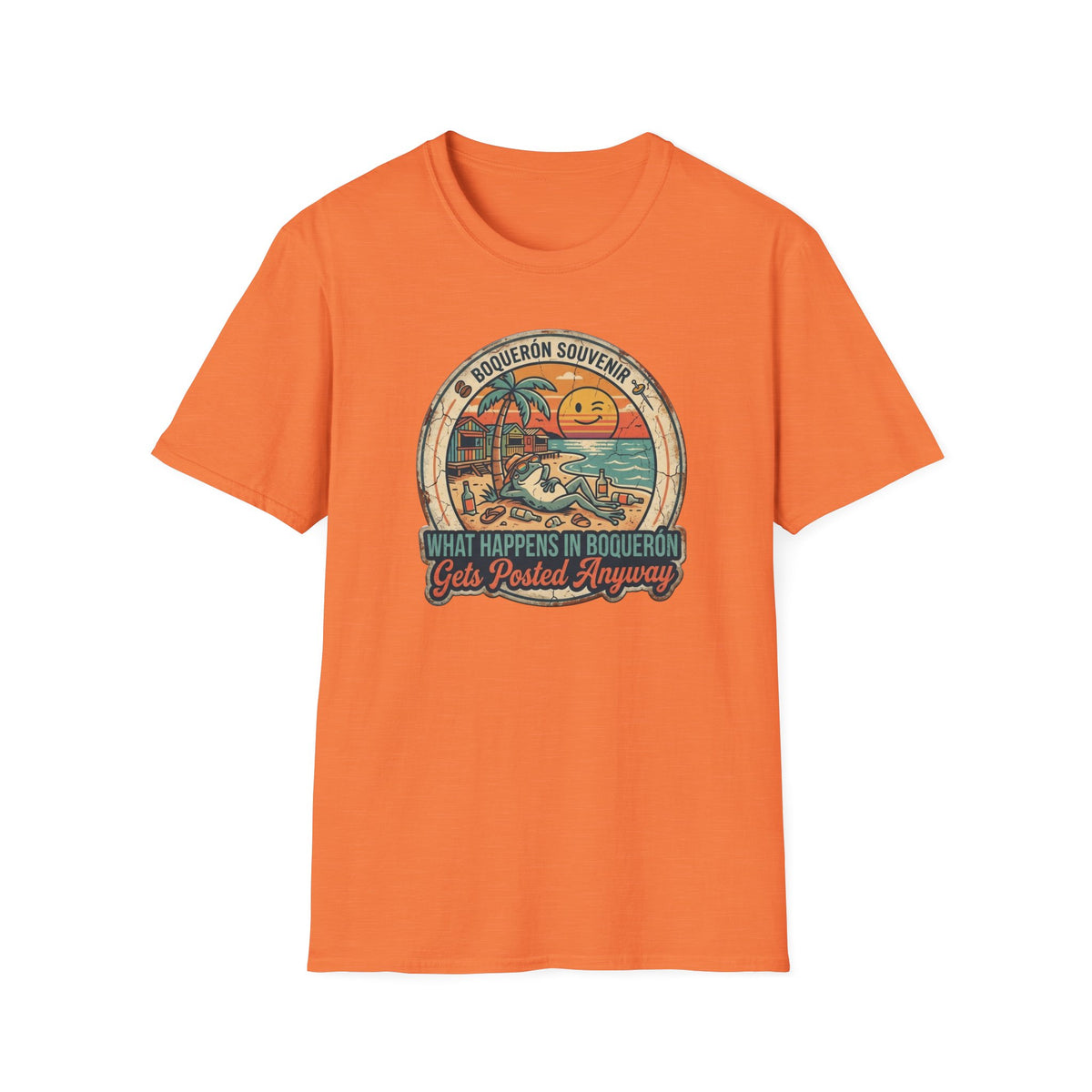 Vintage Beach Sunset “Boquerón Souvenir” T-Shirt