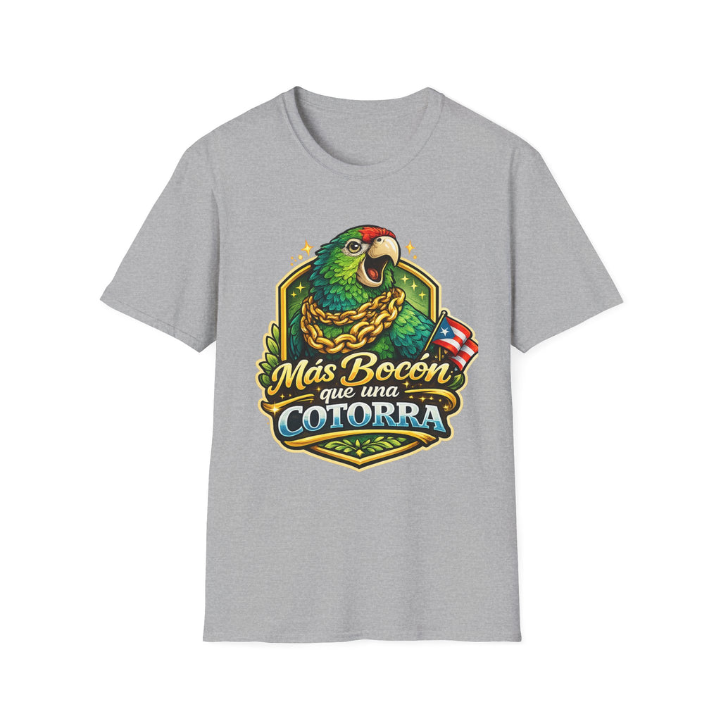Parrot T-Shirt — “Más Bocón Que Una Cotorra” Puerto Rican Pride Graphic Tee