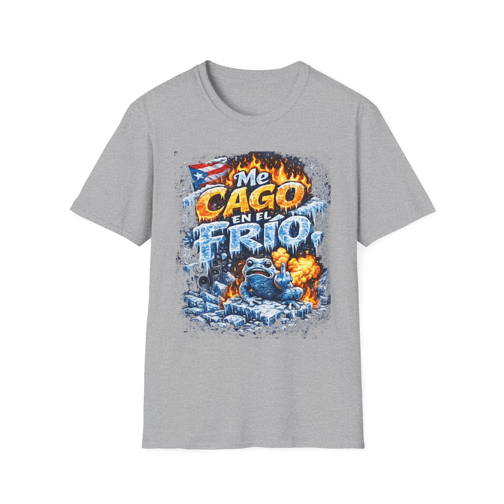 "Me Cago en el Frío" Puerto Rican Flame & Ice Graphic T-Shirt