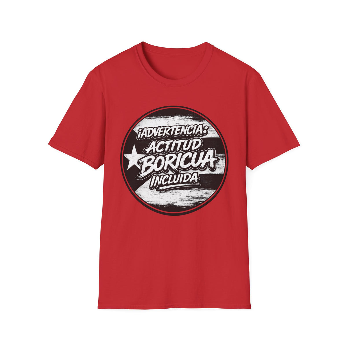 Advertencia Actitud Boricua T-Shirt | Puerto Rican Pride, Retro Badge Design