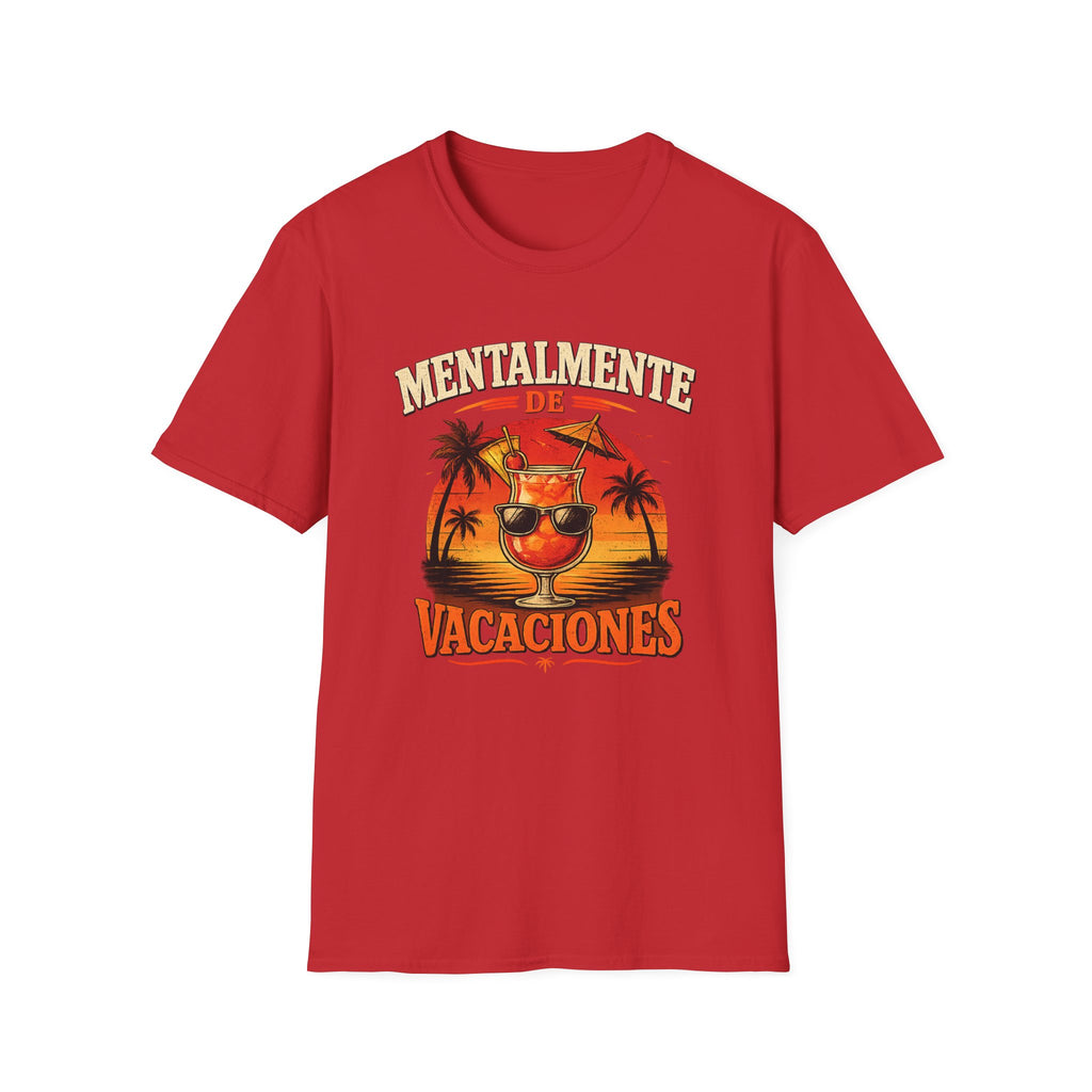 T-Shirt — "Mentalmente de Vacaciones" Tropical Sunset Graphic Tee