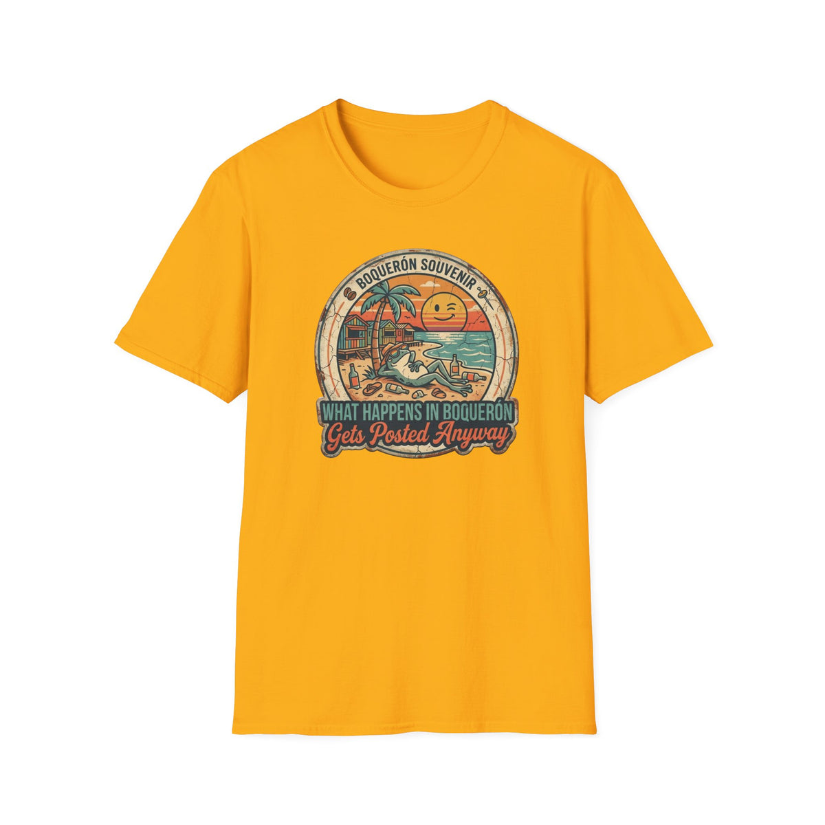Vintage Beach Sunset “Boquerón Souvenir” T-Shirt