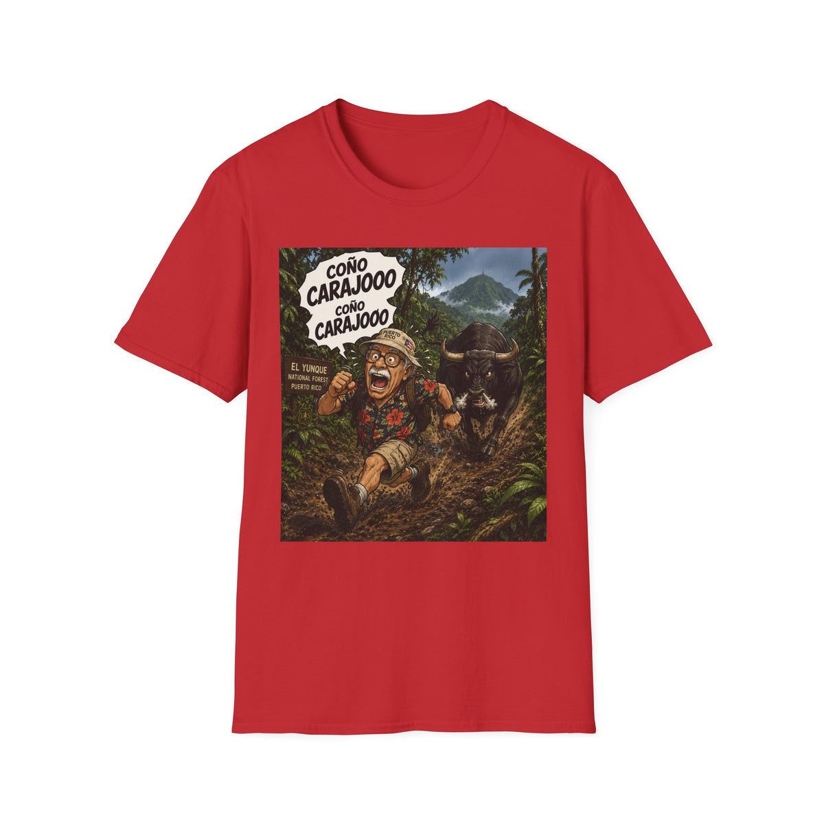 Graphic T-Shirt — Vintage Tropical Poster "Coño Carajooo"