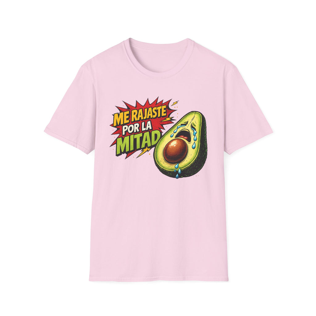 Me Rajaste Por La Mitad Avocado T-Shirt — Funny Spanish Heartbreak Graphic Tee