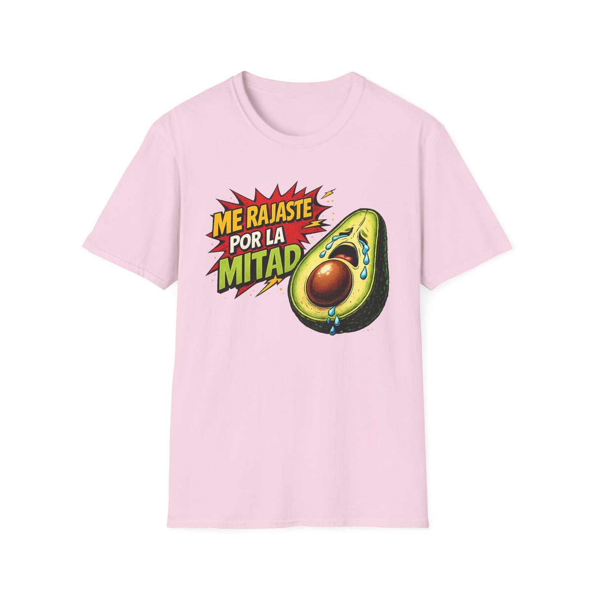 Me Rajaste Por La Mitad Avocado T-Shirt — Funny Spanish Heartbreak Graphic Tee