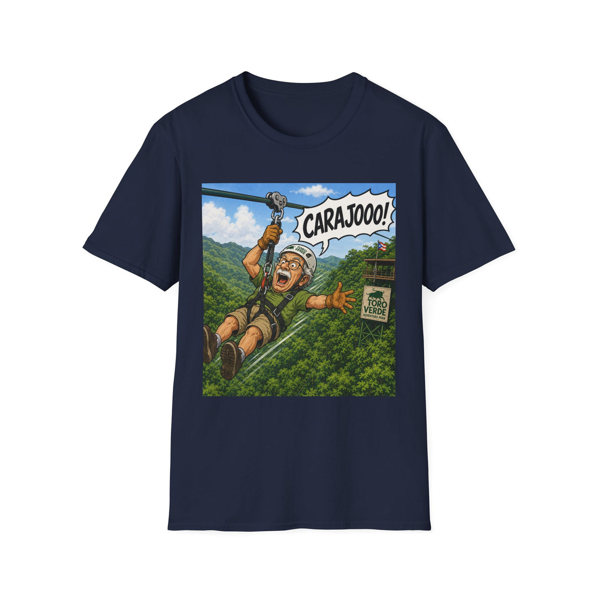 T‑Shirt — 'Carajooo!' Zipline Adventure Graphic Tee