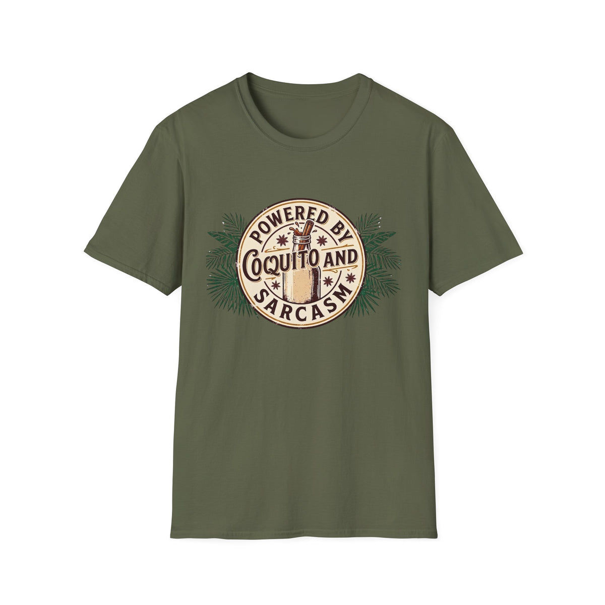 "Powered by Coquito and Sarcasm" T-Shirt