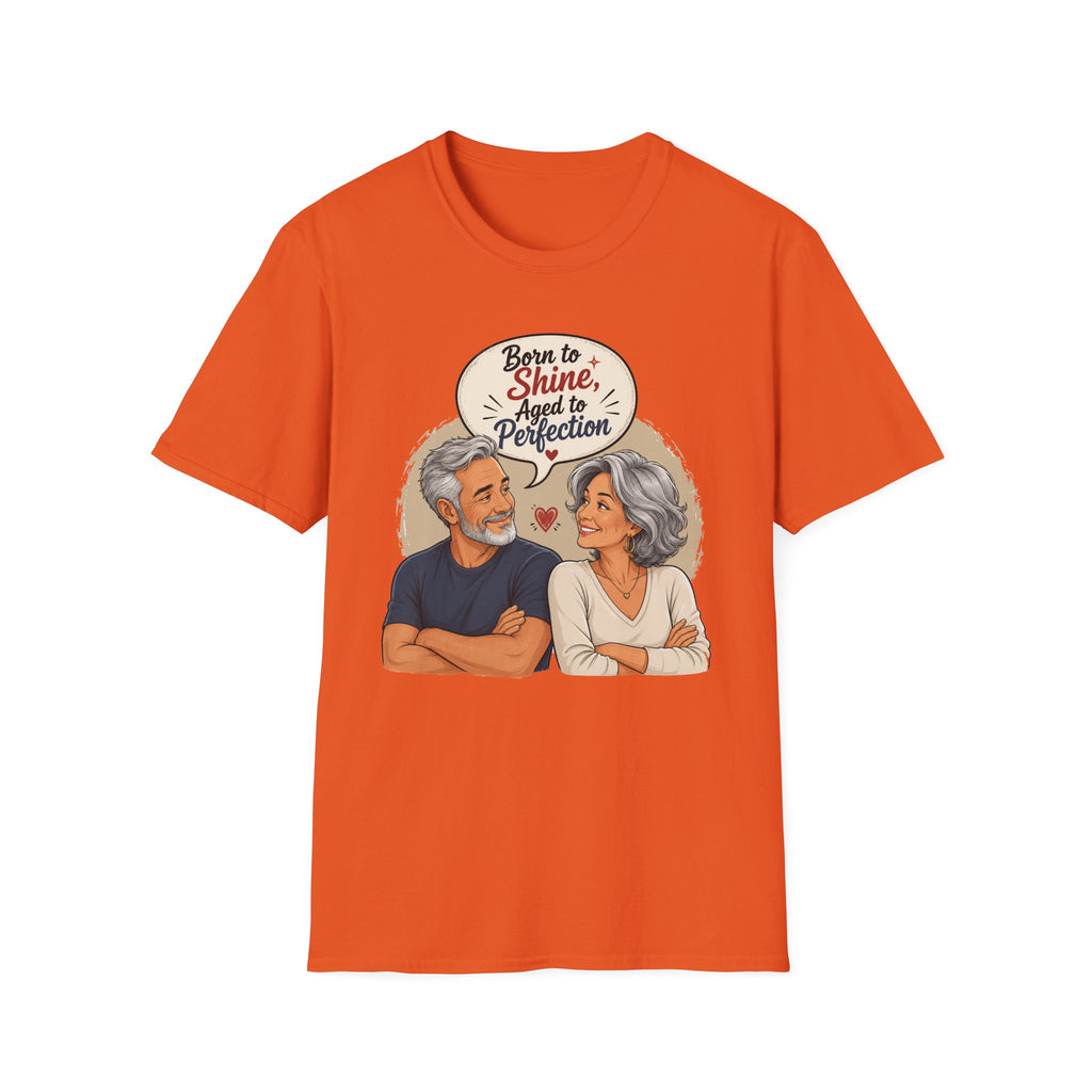 Born to Shine, Aged to Perfection (Retro Senior Couple Graphic) T-Shirt