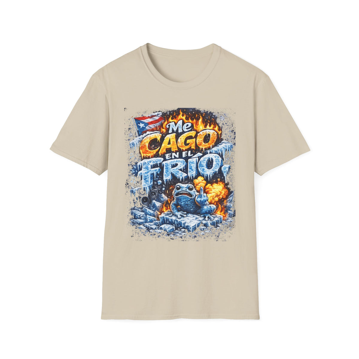 "Me Cago en el Frío" Puerto Rican Flame & Ice Graphic T-Shirt