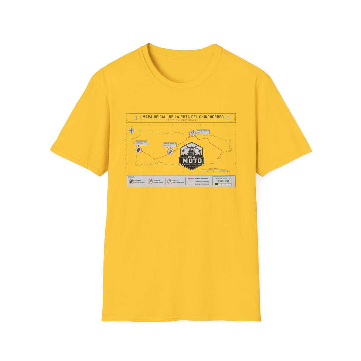 Moto Route Map T-Shirt — 'Mapa Oficial de la Ruta del Chinchorreo' Motorcycle Tee