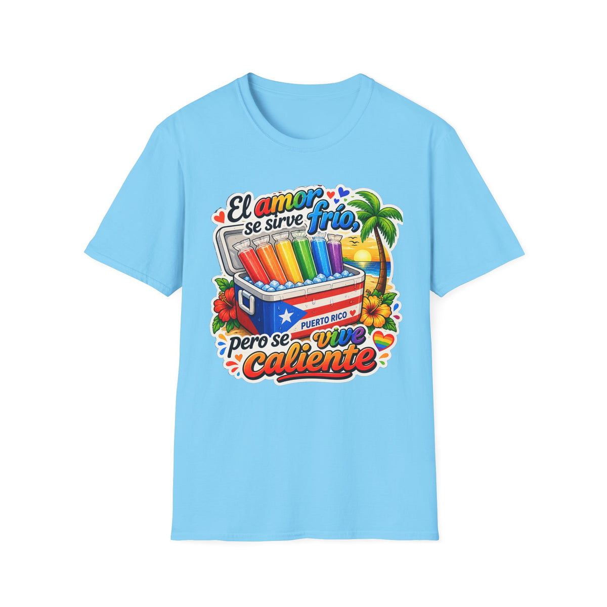 T-Shirt — “El amor se sirve frío” Rainbow Popsicle Cooler Graphic Tee