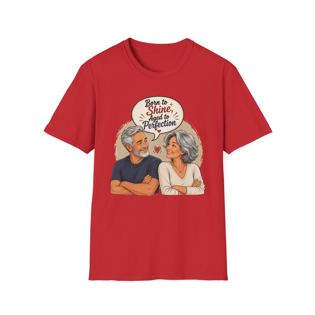 Born to Shine, Aged to Perfection (Retro Senior Couple Graphic) T-Shirt