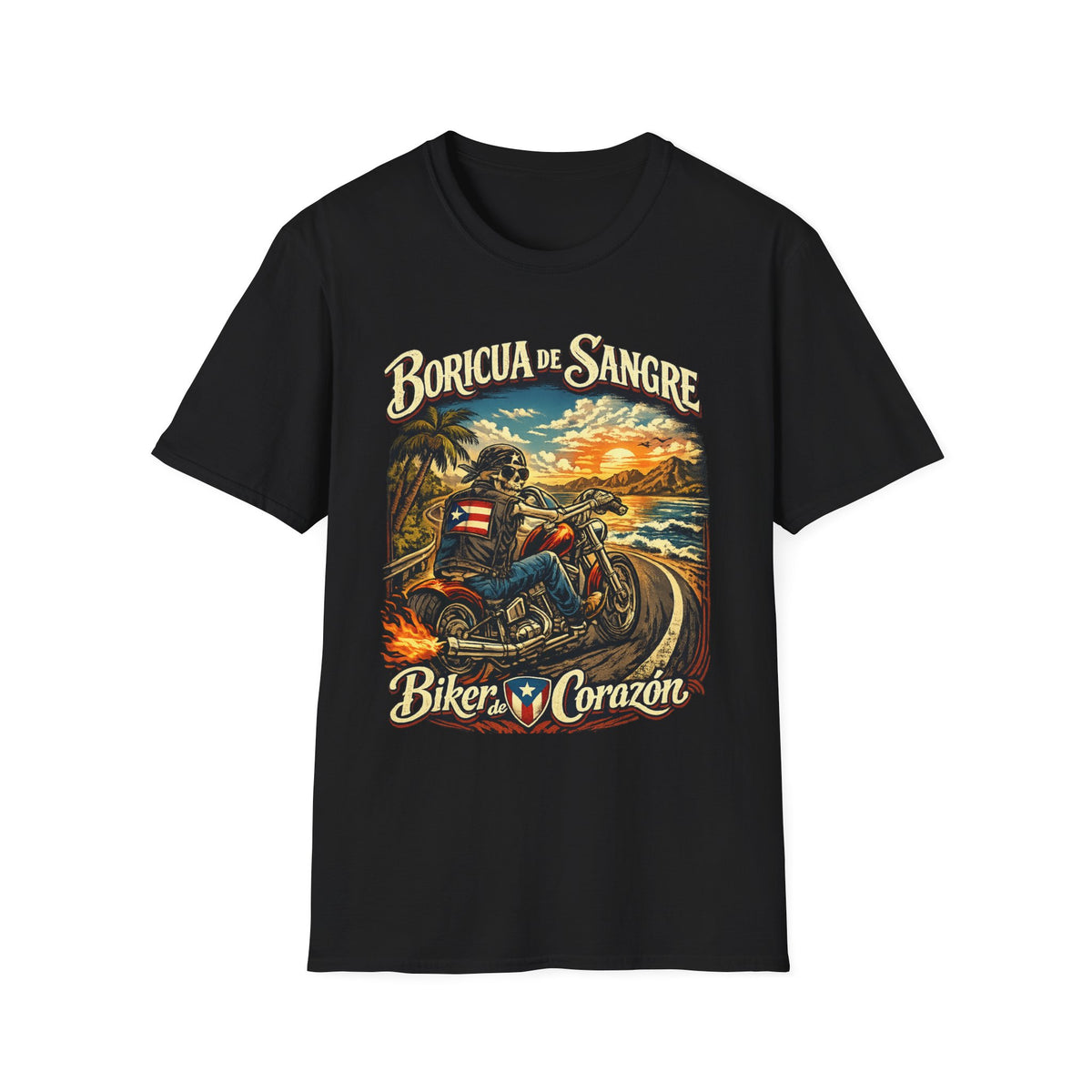 Boricua de Sangre Biker De Corazon T-Shirt