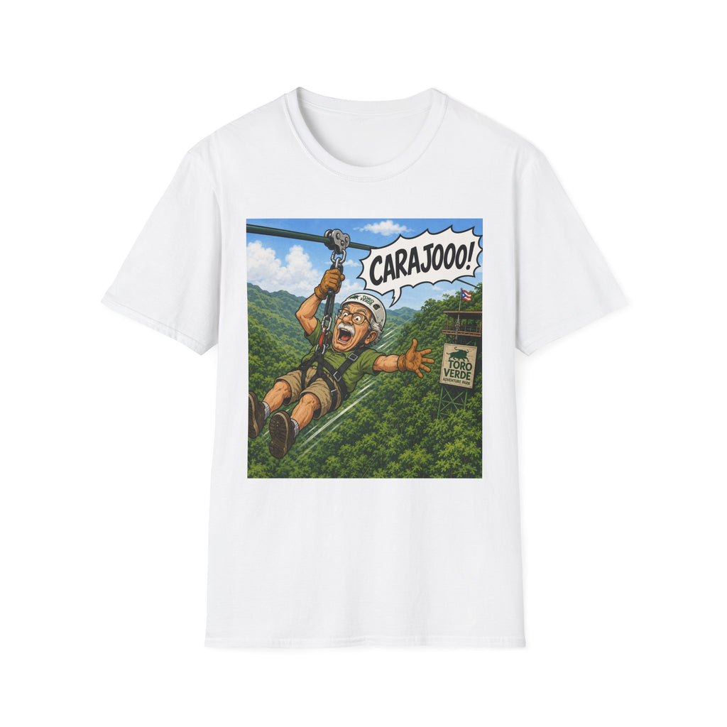 Zipline Adventure T‑Shirt — 'CARAJOOO!' Funny Ziplining Graphic Tee
