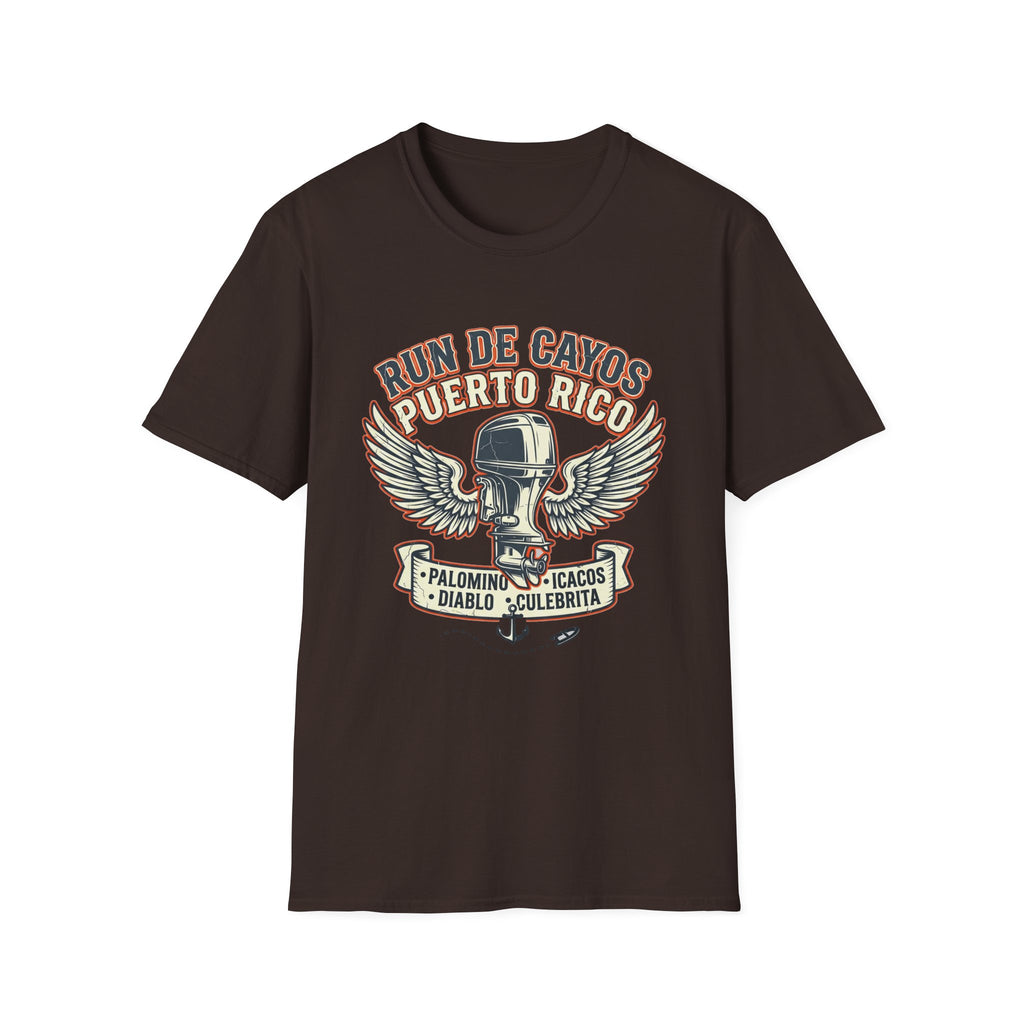 Run de Cayos Puerto Rico T-Shirt | Vintage Motorcycle Helmet Wings