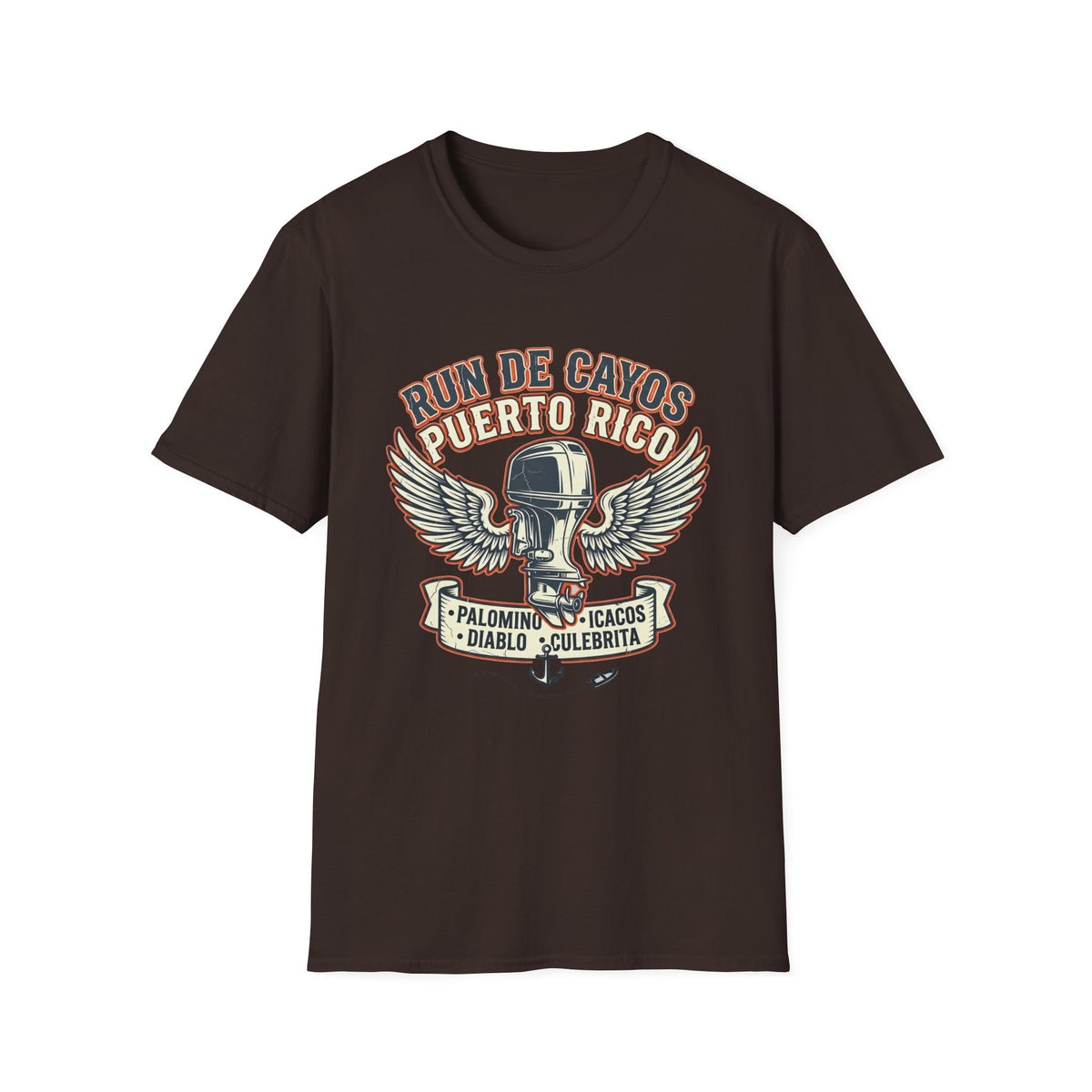 Run de Cayos Puerto Rico T-Shirt | Vintage Motorcycle Helmet Wings
