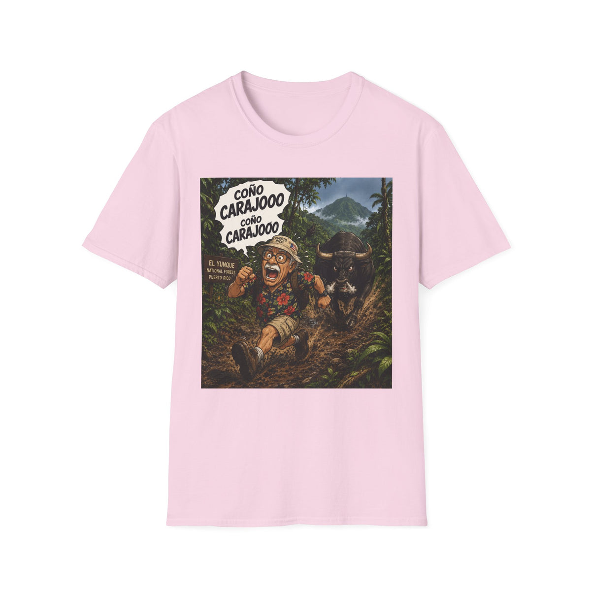 Graphic T-Shirt — Vintage Tropical Poster "Coño Carajooo"