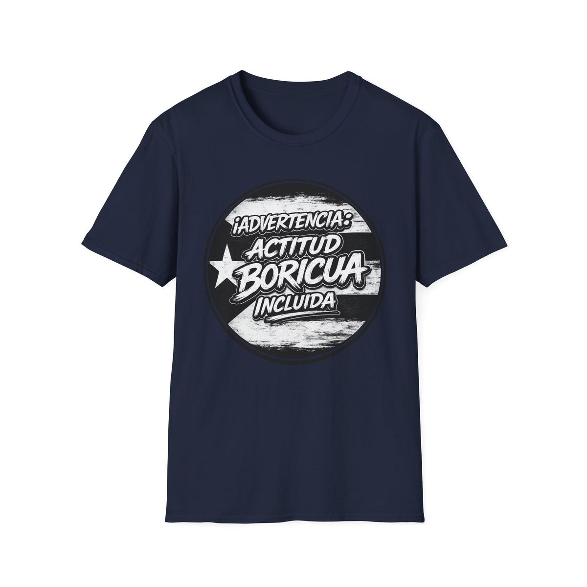 Advertencia Actitud Boricua T-Shirt | Puerto Rican Pride, Retro Badge Design