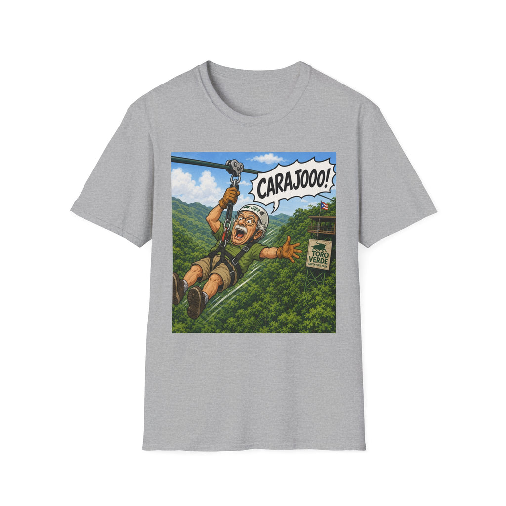 Zipline Adventure T‑Shirt — 'CARAJOOO!' Funny Ziplining Graphic Tee