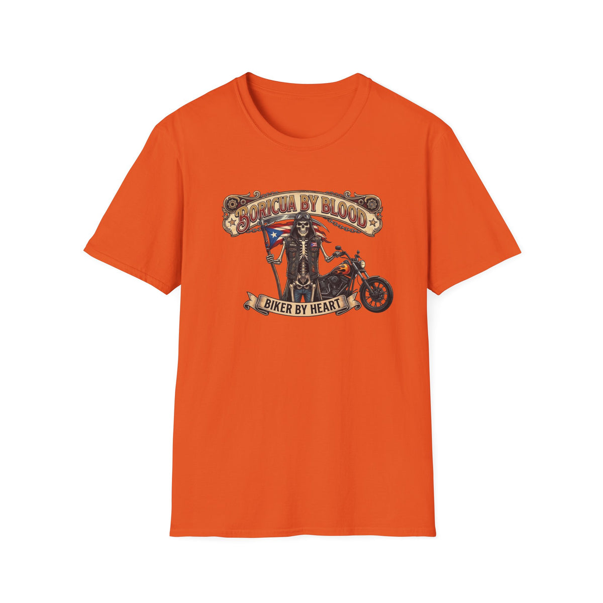 Boricua By Blood Motorcycle Grim Reaper T-Shirt