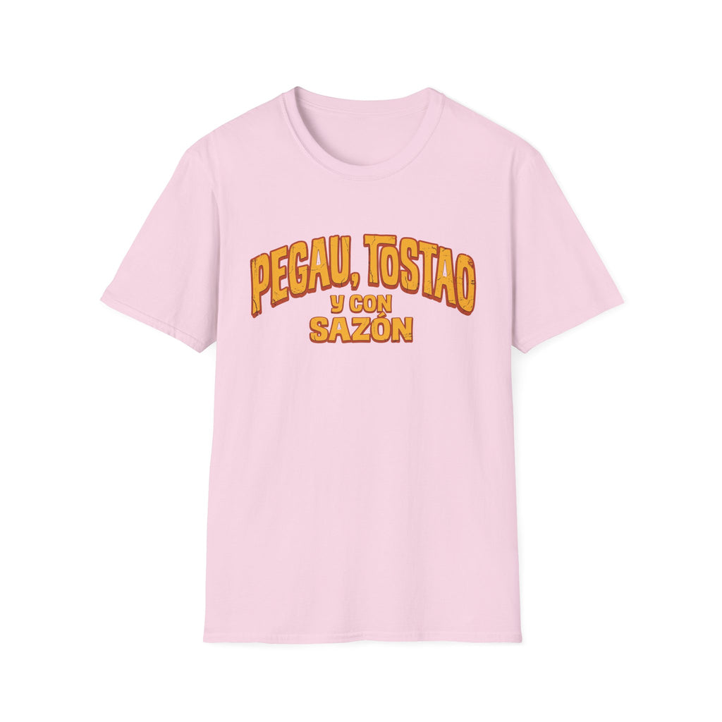 "Pegau, Tostao y Con Sazón" Retro Spanish Phrase T-shirt