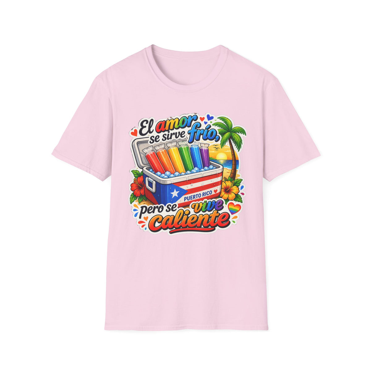 T-Shirt — “El amor se sirve frío” Rainbow Popsicle Cooler Graphic Tee