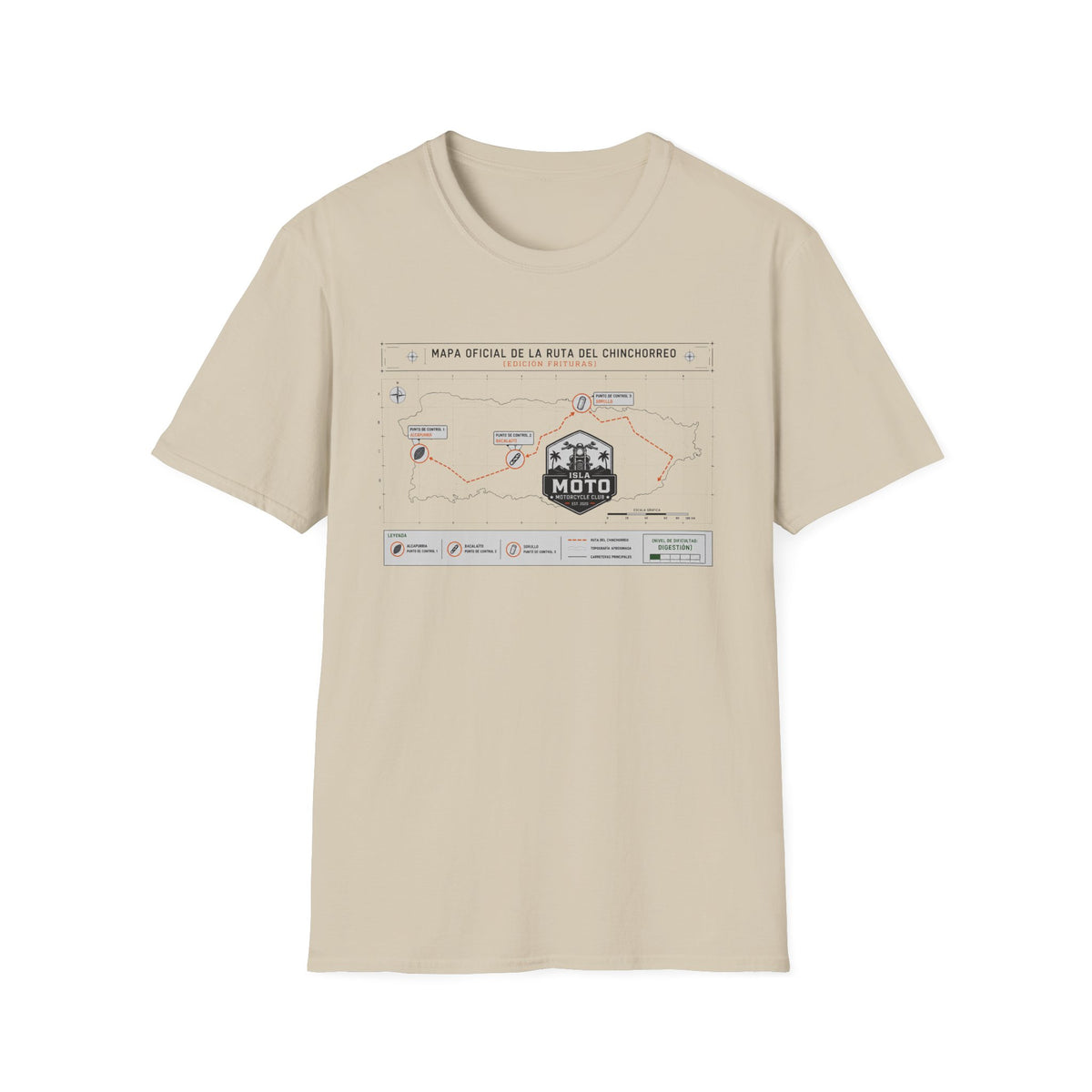 Moto Route Map T-Shirt — 'Mapa Oficial de la Ruta del Chinchorreo' Motorcycle Tee