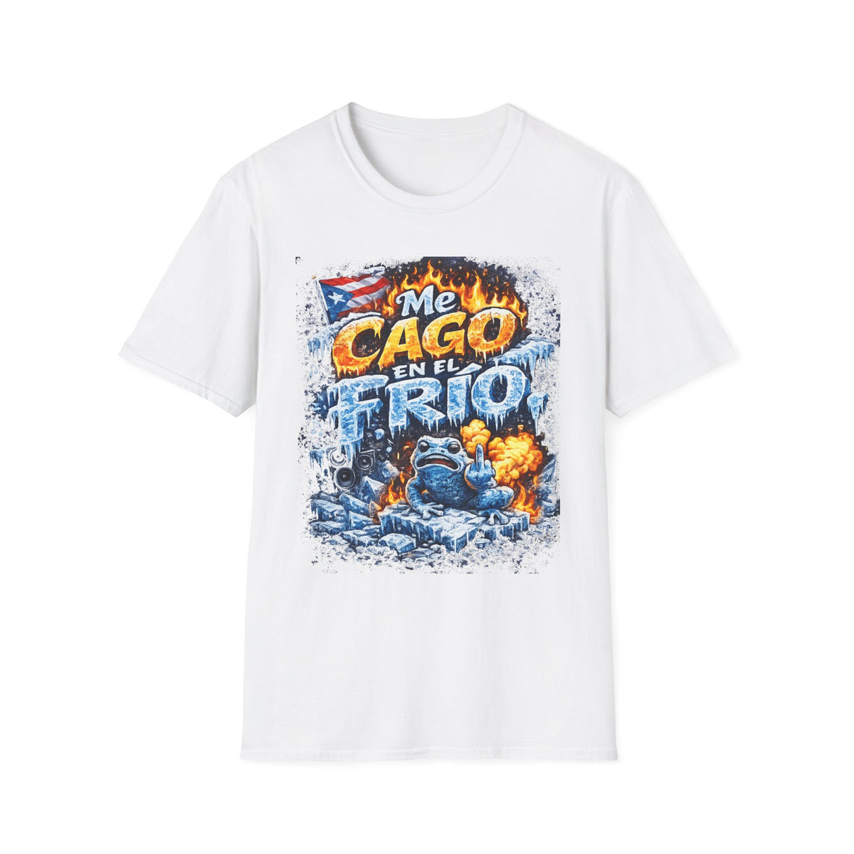 "Me Cago en el Frío" Puerto Rican Flame & Ice Graphic T-Shirt