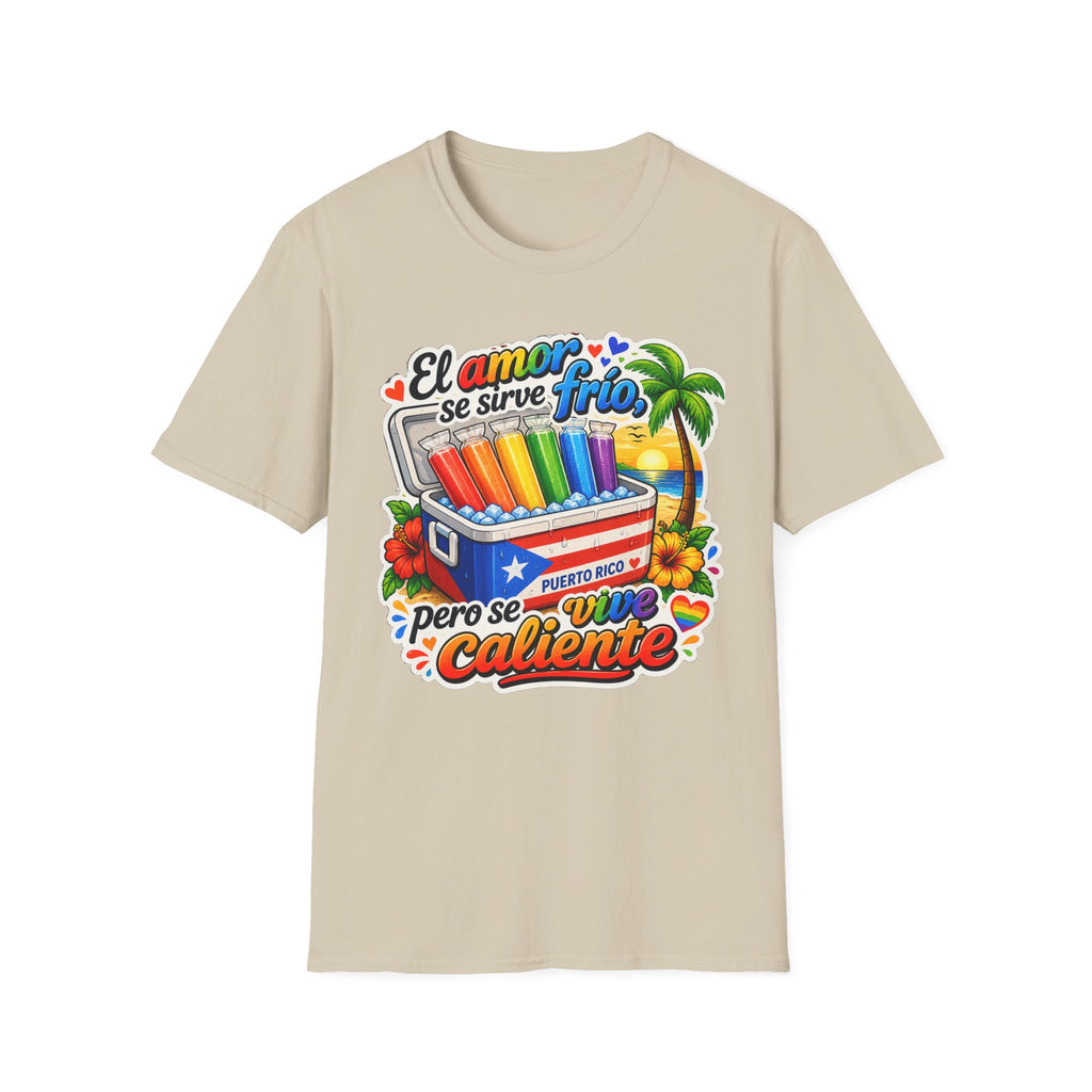 T-Shirt — “El amor se sirve frío” Rainbow Popsicle Cooler Graphic Tee