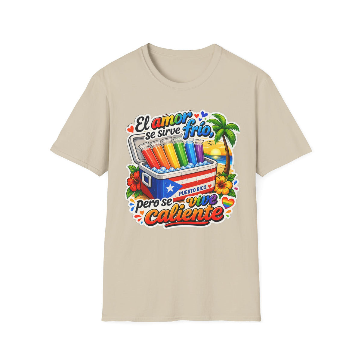 T-Shirt — “El amor se sirve frío” Rainbow Popsicle Cooler Graphic Tee