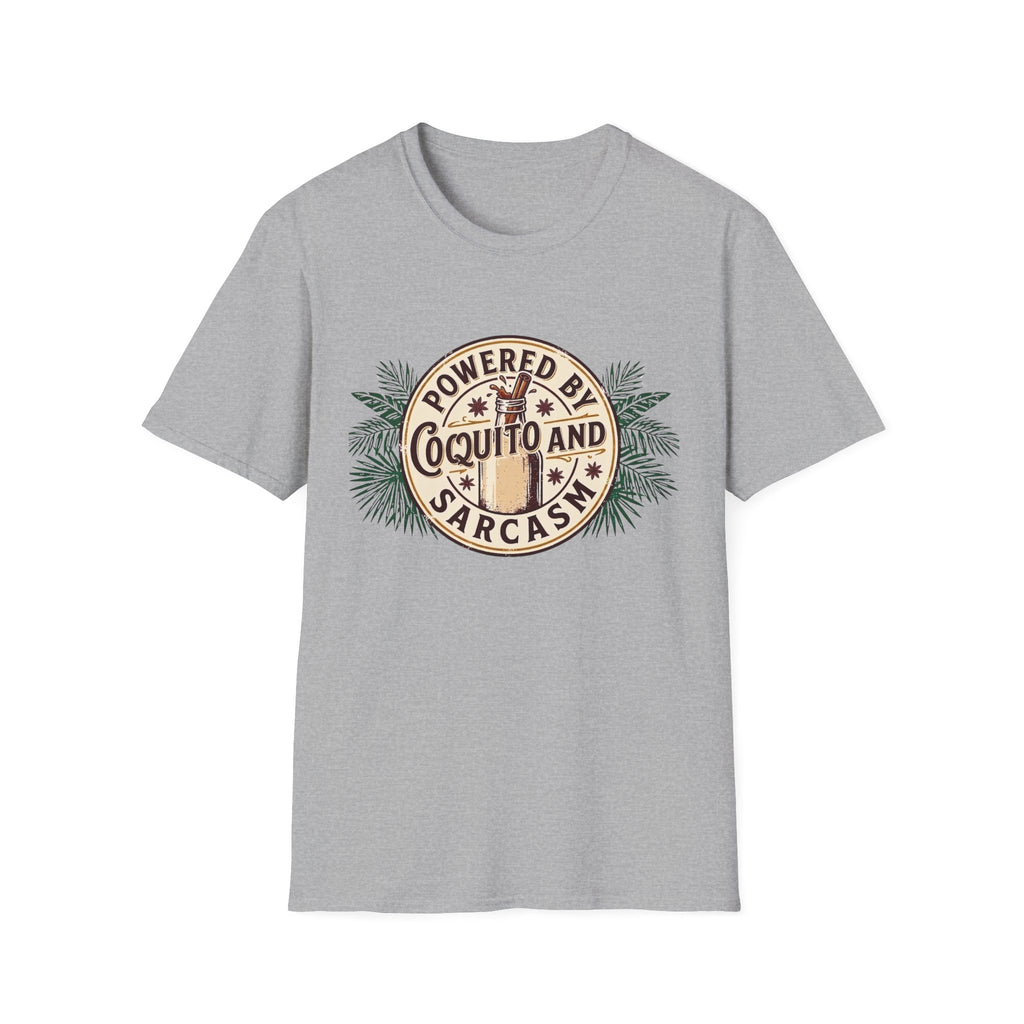 "Powered by Coquito and Sarcasm" T-Shirt
