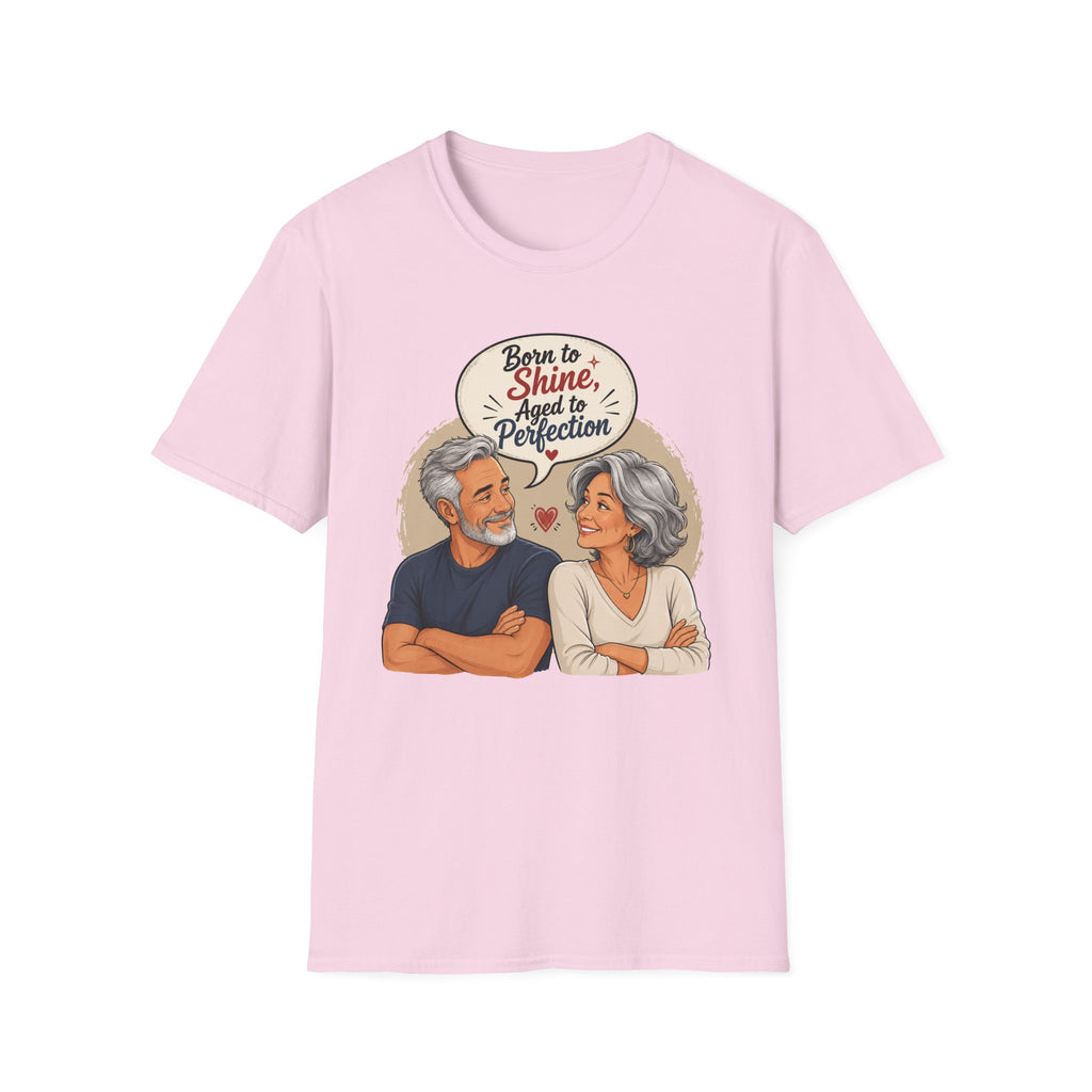 Born to Shine, Aged to Perfection (Retro Senior Couple Graphic) T-Shirt