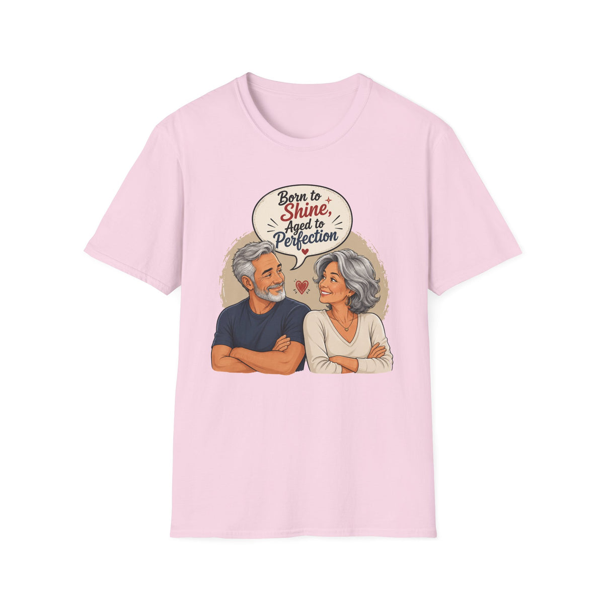 Born to Shine, Aged to Perfection (Retro Senior Couple Graphic) T-Shirt