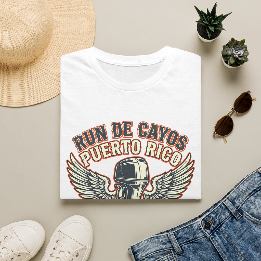 Run de Cayos Puerto Rico T-Shirt | Vintage Motorcycle Helmet Wings
