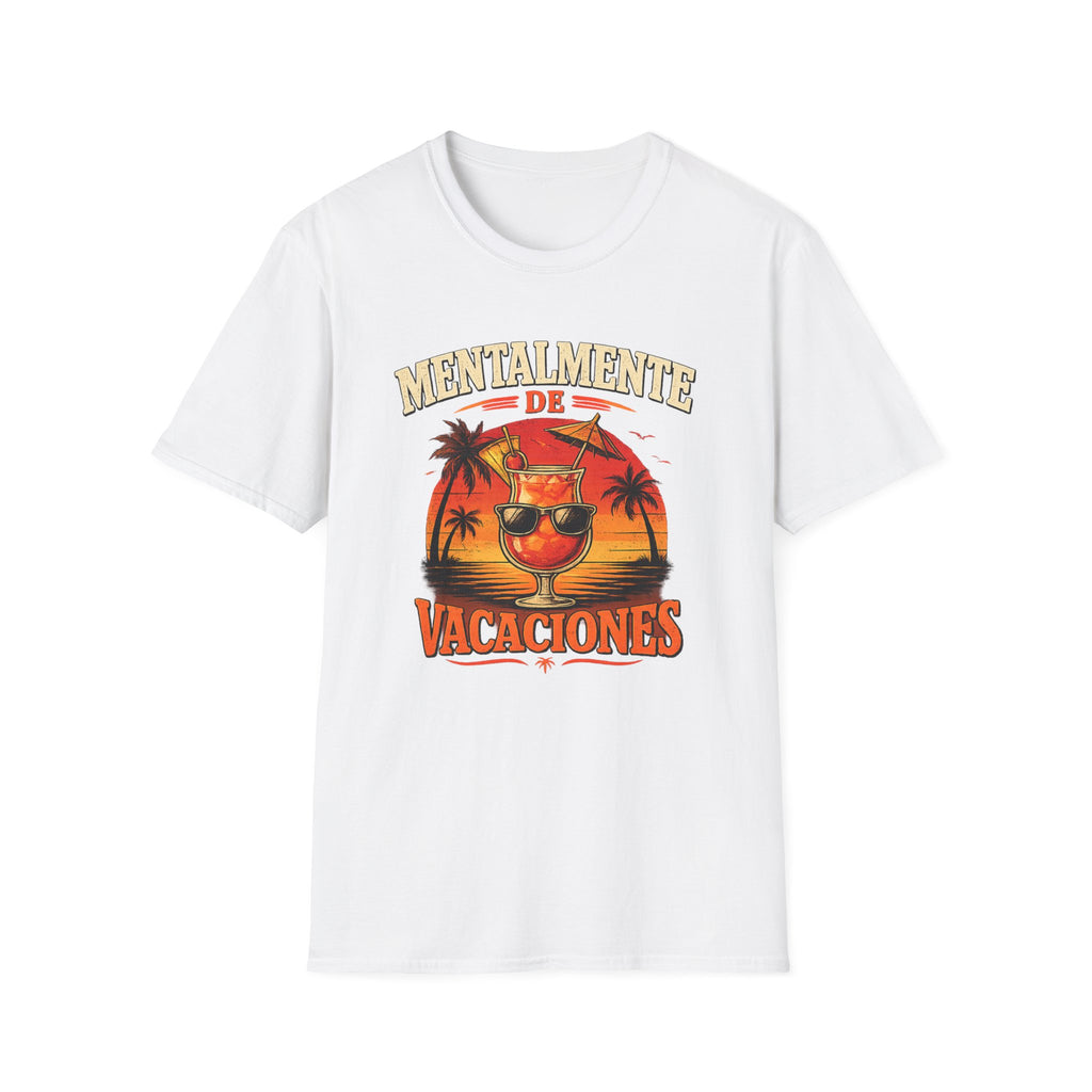 T-Shirt — "Mentalmente de Vacaciones" Tropical Sunset Graphic Tee