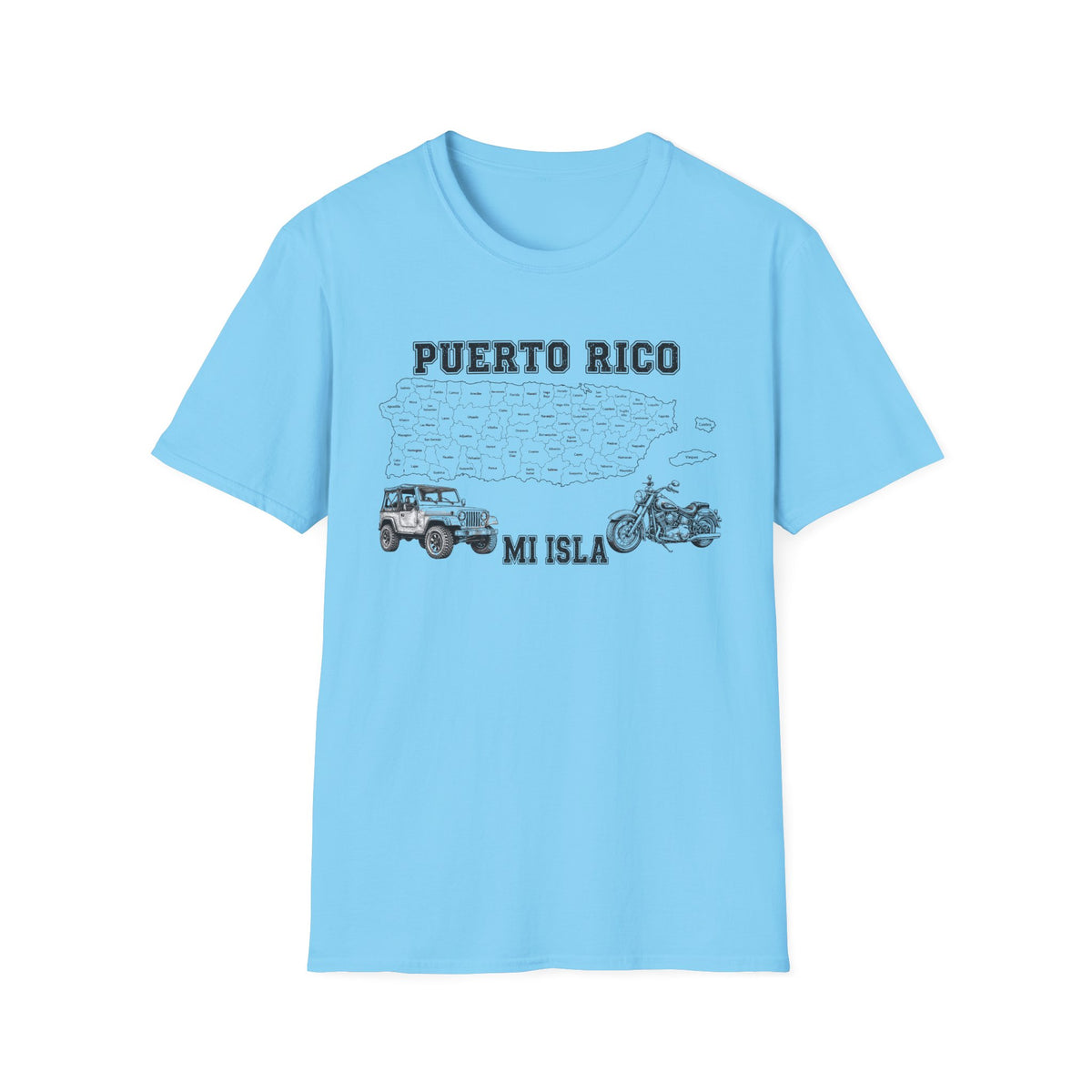 Puerto Rico Map  Motorcycle & 4x4 T-Shirt