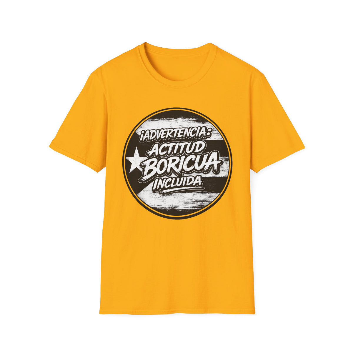 Advertencia Actitud Boricua T-Shirt | Puerto Rican Pride, Retro Badge Design