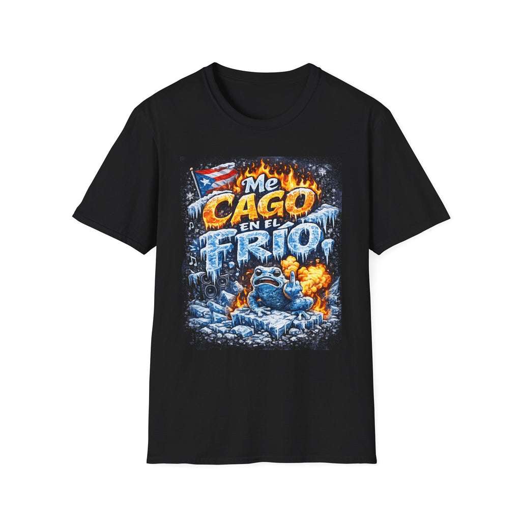 "Me Cago en el Frío" Puerto Rican Flame & Ice Graphic T-Shirt