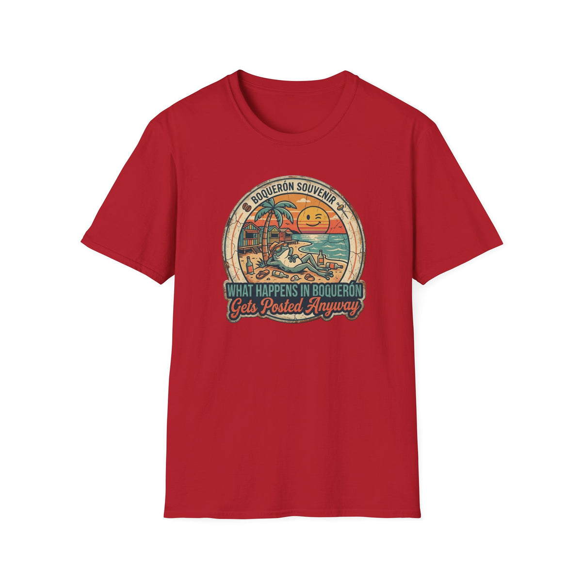 Vintage Beach Sunset “Boquerón Souvenir” T-Shirt