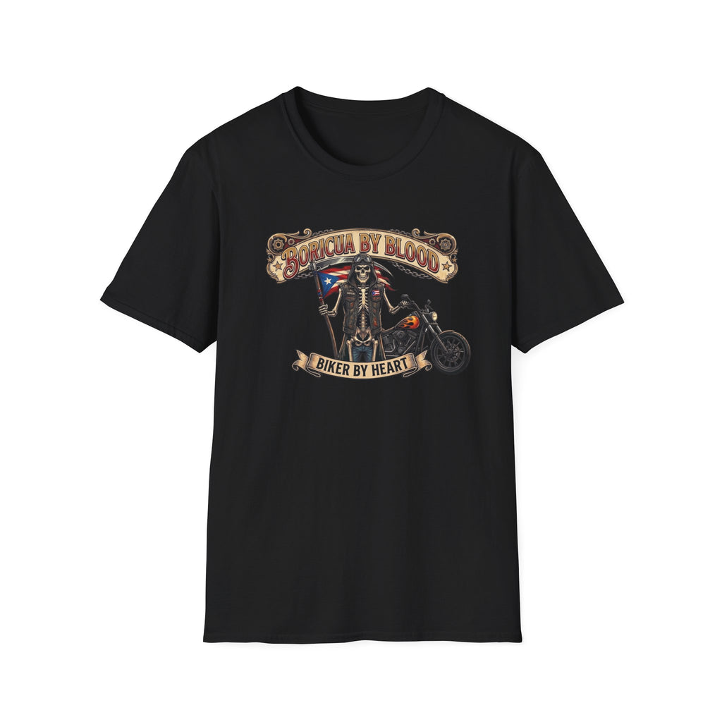 Boricua By Blood Motorcycle Grim Reaper T-Shirt