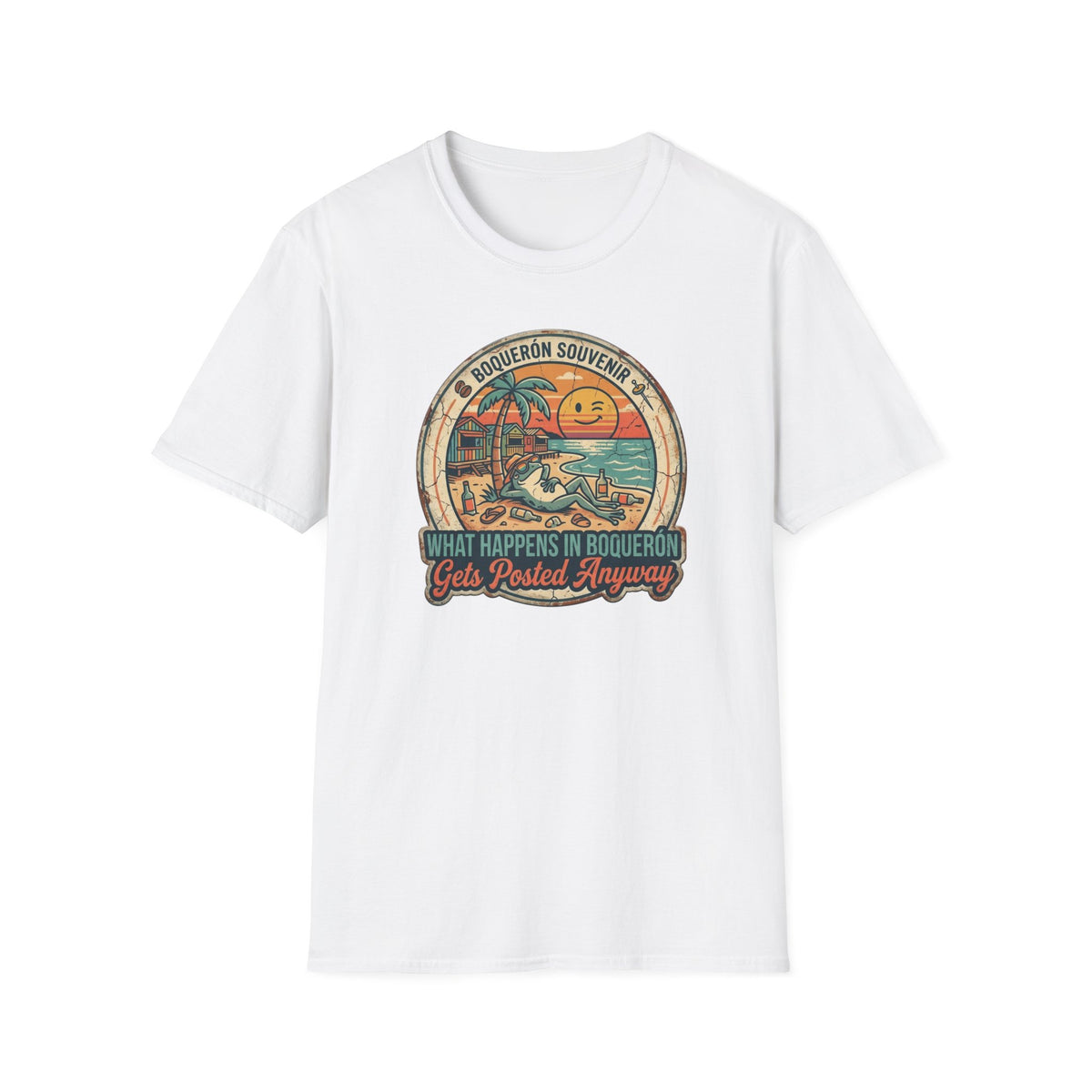 Vintage Beach Sunset “Boquerón Souvenir” T-Shirt